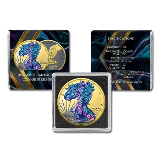 In Stock! 2025 1 oz American Silver Eagle – Colour in Richness