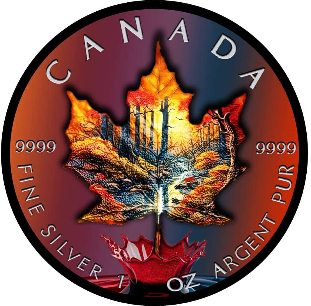 In Stock! 2025 1 oz Canadian Silver Autumn Maple Leaf Coin
