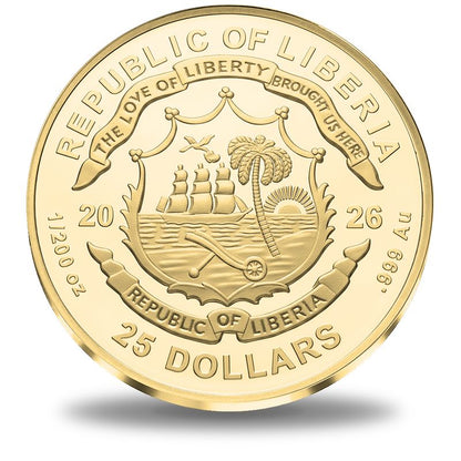 In Stock! 2026 Liberia Guardian Angel 1/200 oz Gold Coin