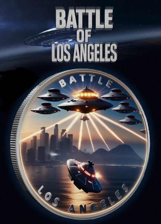 In Stock! Intaglio Colorized Battle of Los Angeles 1 Oz .999 Silver Medal – 100 MINTED!