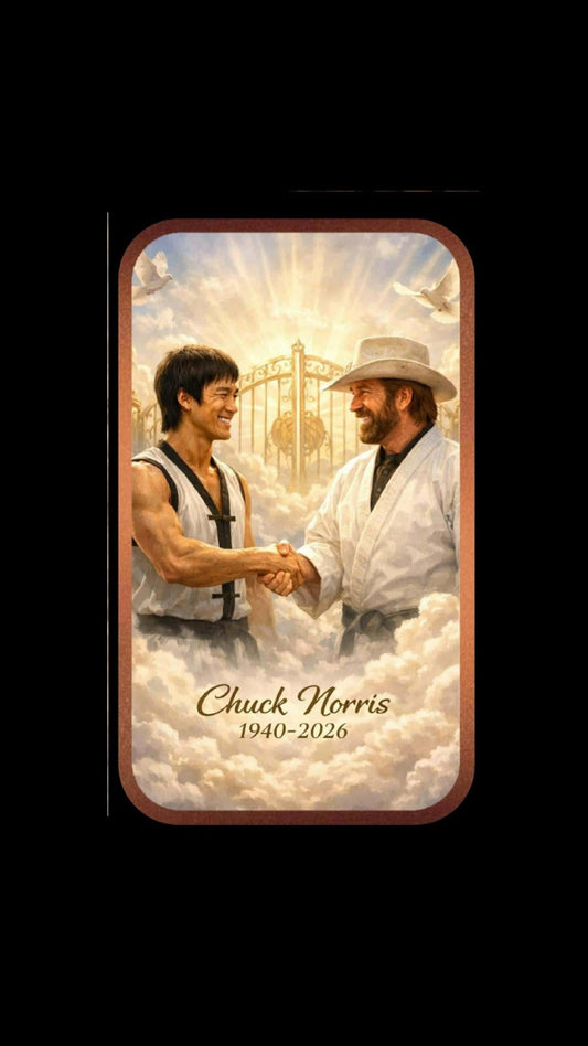 Bruce Lee & Chuck Norris in Heaven 1 oz Copper Colorized Art Bar (500 Mintage)