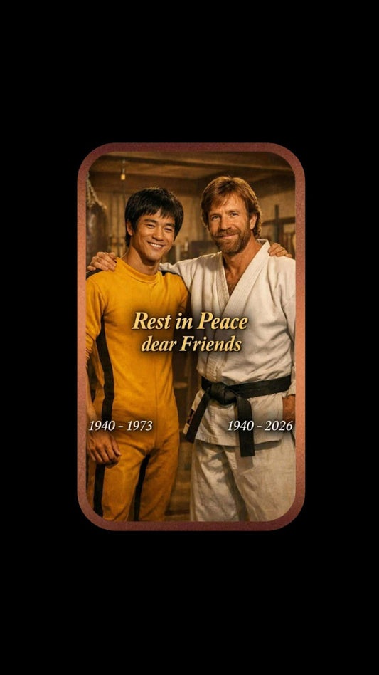 Bruce Lee 1940-1973 & Chuck Norris 1940-2026 1 oz Copper Colorized Art Bar (500 Mintage)