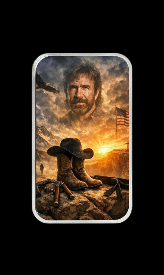 Chuck's Memorial Mountain 1 oz Silver Colorized Art Bar (50 Mintage)