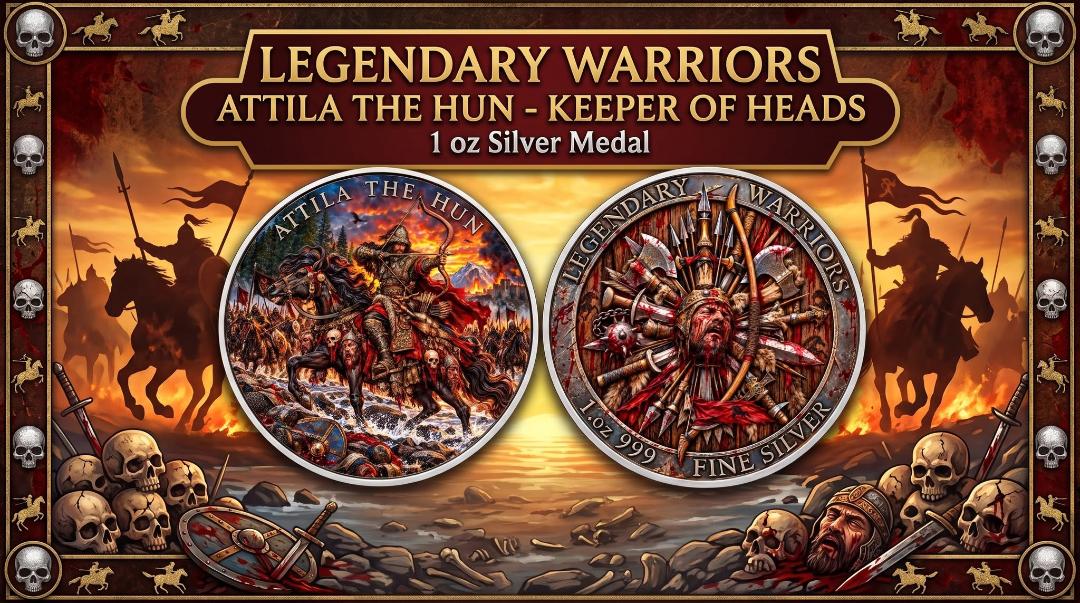 Legendary Warriors Attila the Hun - Keeper of Heads 1 oz Silver Medal