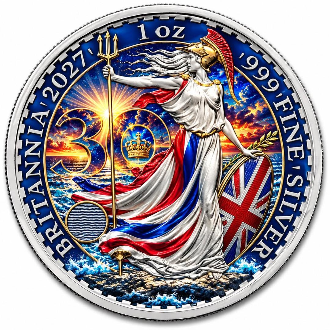 2027 Great Britain 3-Coin 30th Anniversary 1.35 oz .999 Silver Set