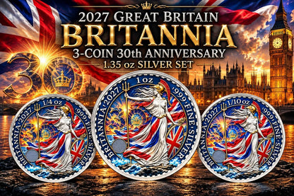 2027 Great Britain 3-Coin 30th Anniversary 1.35 oz .999 Silver Set