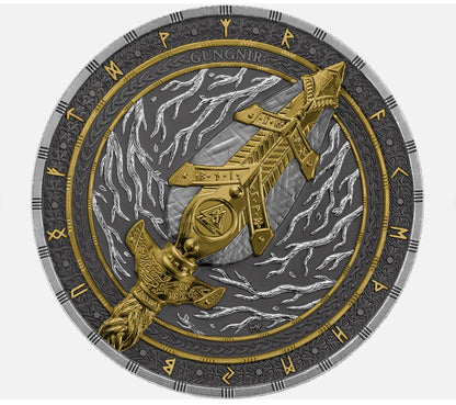 In Stock! 2026 Germania Artefacts: Gungnir 2 oz Silver BU Ultra High Relief