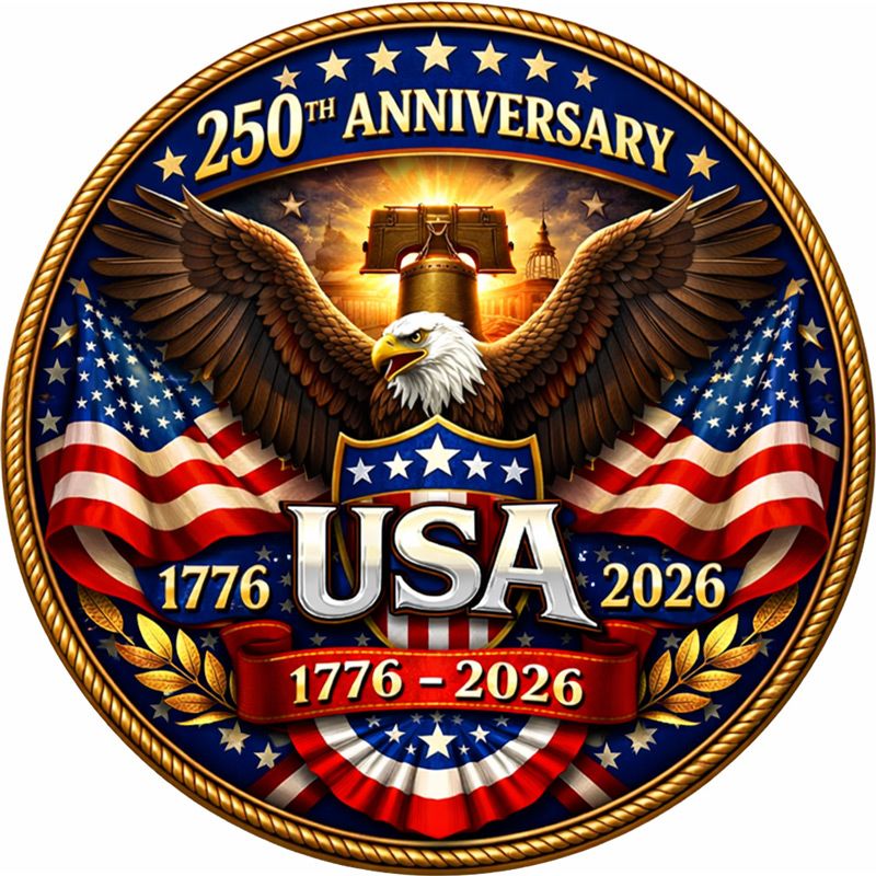 See back! USA 250th Anniversary Commemorative Colorized 1 oz Copper Medal (04/02)