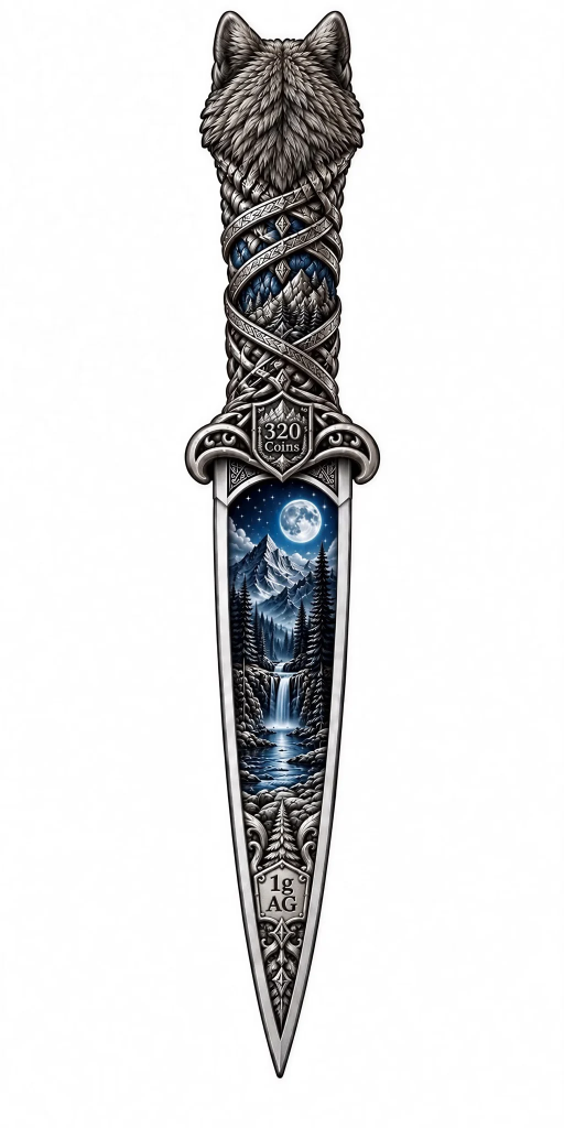 Winter Wolf Dagger 1g .999 Silver