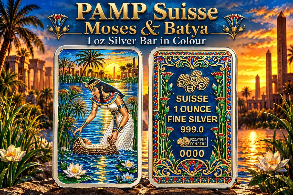 PAMP SUISSE Moses & Batya  1 oz Silver Bar in Colour (75 Mintage)