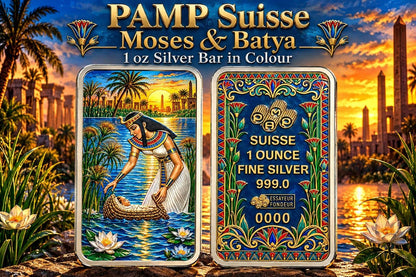 PAMP SUISSE Moses & Batya  1 oz Silver Bar in Colour (75 Mintage)