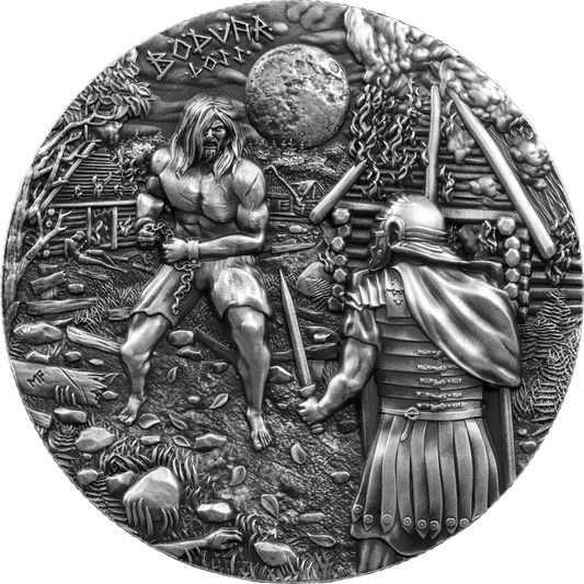 Estimate! 2026 Germania The Bodvar Saga: Loss UHR 2 oz Silver Coin (04/03)