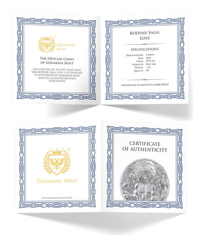 Estimate! 2026 Germania The Bodvar Saga: Loss BU 1 oz Silver Coin (04/03
