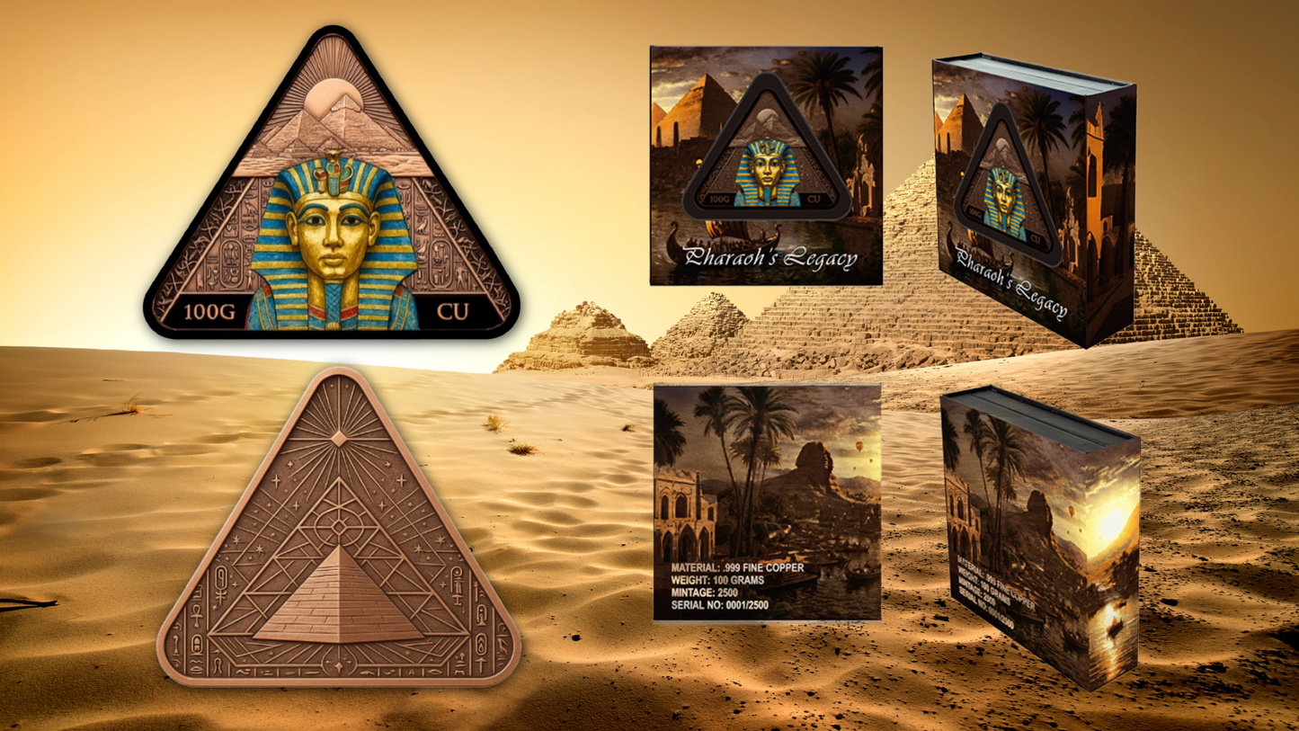 100 Gram Pharaoh's Legacy Colorized Copper in Display Box