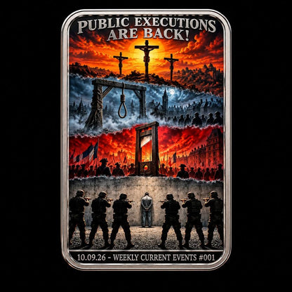 Weekly Current Events Series #001 - Public Executions are Back! 1 oz Silver Art Bar