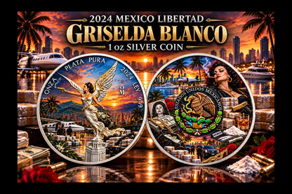2024 Mexico Libertad Griselda Bianco 1 oz Silver Coin (199 Mintage)