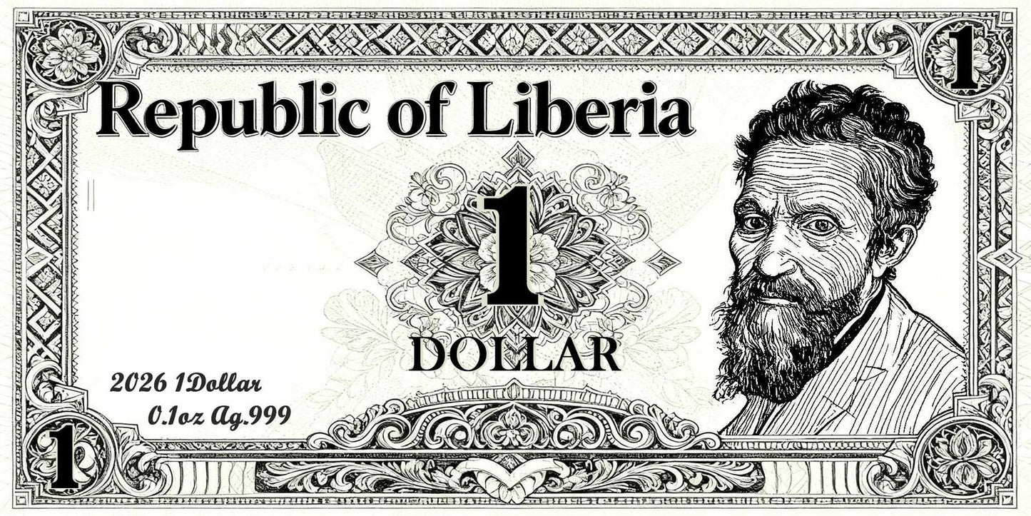 In Stock! 2026 Liberia Creation of Adam 1/10 oz Silver Foil Note. In Silver We Trust! (03/26)