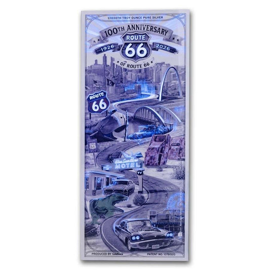 2-Day Offer: 1/1000 oz Goldback 100th Anniversary Route 66 Silver Note