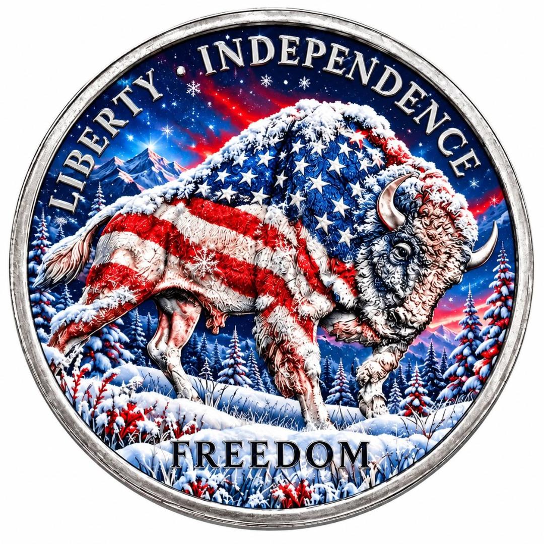 PAMP USA Buffalo Christmas in Colour Edition 1 oz Silver Medal (299 Mintage)