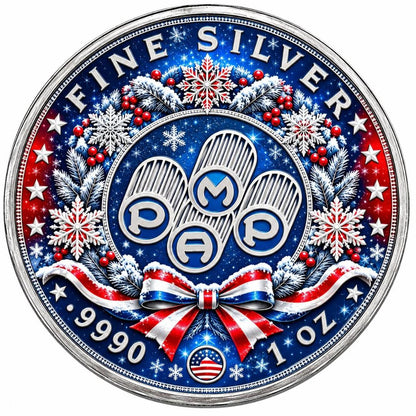 PAMP USA Buffalo Christmas in Colour Edition 1 oz Silver Medal (299 Mintage)