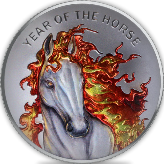 2026 10oz Colorized Lunar Fire House .999 Silver Medal