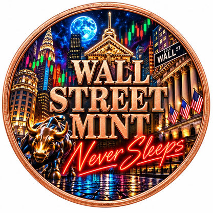 Wall Street Mint Never Sleeps 1 oz Copper Medal (444 Mintage)