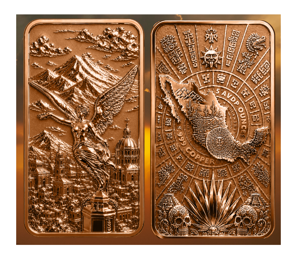 Essence of Mexico Reverse Proof 5 oz Copper Bar (05/04)