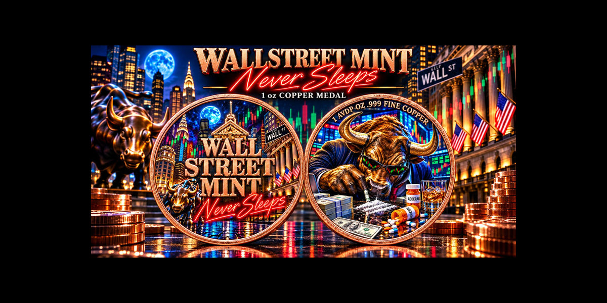 Wall Street Mint Never Sleeps 1 oz Copper Medal (444 Mintage)