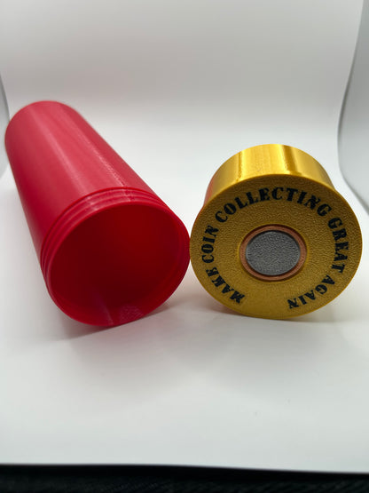 Shotgun Shell XL- Holds (20) 1 oz Coins or Rounds with Foam Capsules! Coin capsule tubes. Coin capsule case.