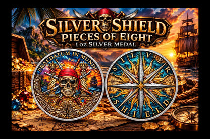 Silver Shield Pieces of Eight 1 oz Silver Medal (299 Mintage)