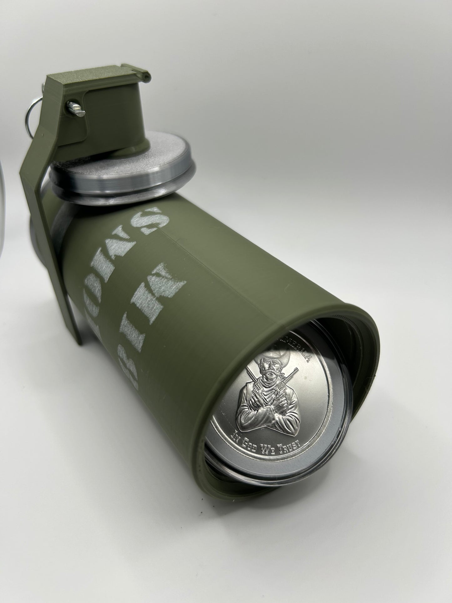 M18 Smoke Grenade- Holds 20 1 oz Rounds in XL Foam Capsules! Coin capsule tubes. Coin capsule case.