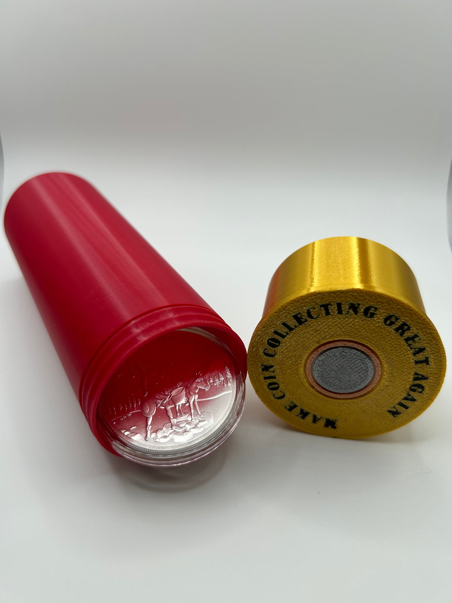 Shotgun Shell L- Holds (20) 1 oz Coins or Rounds in Airtite Capsules! Coin capsule tubes. Coin capsule case.