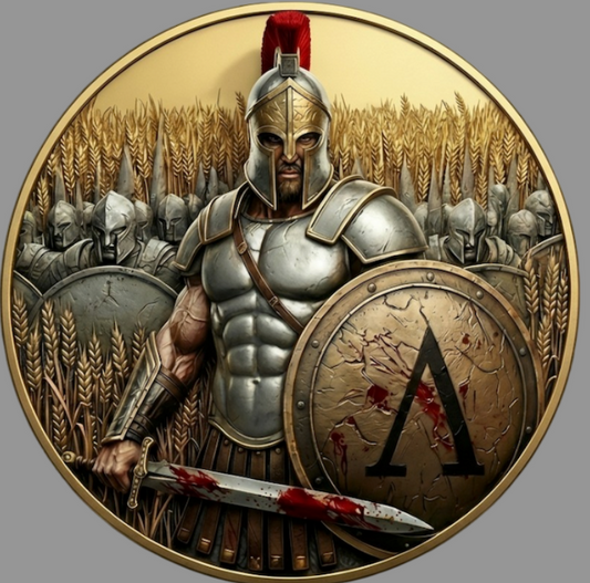 Historic Warriors Spartan Army 24k Gilded 5 oz Copper Medal (04/01)