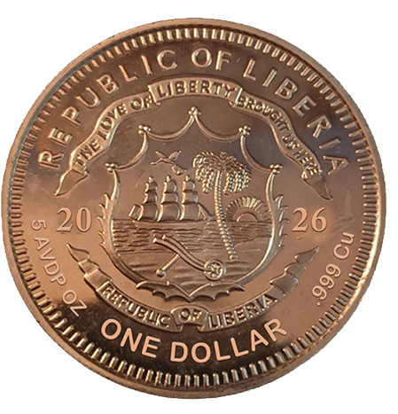 Gov backed! 2026 Liberia Celestial Balance Colorized 5 oz Copper Coin