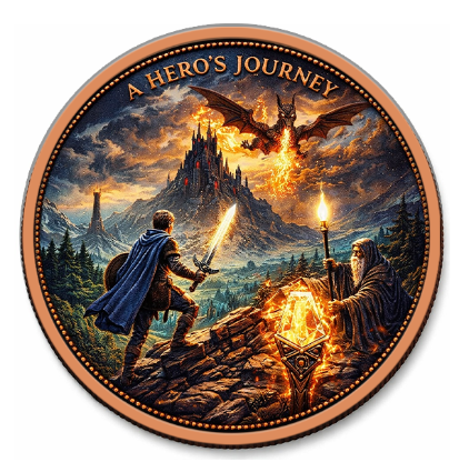 In Stock! A Hero's Journey Colorized 5 oz Copper Round