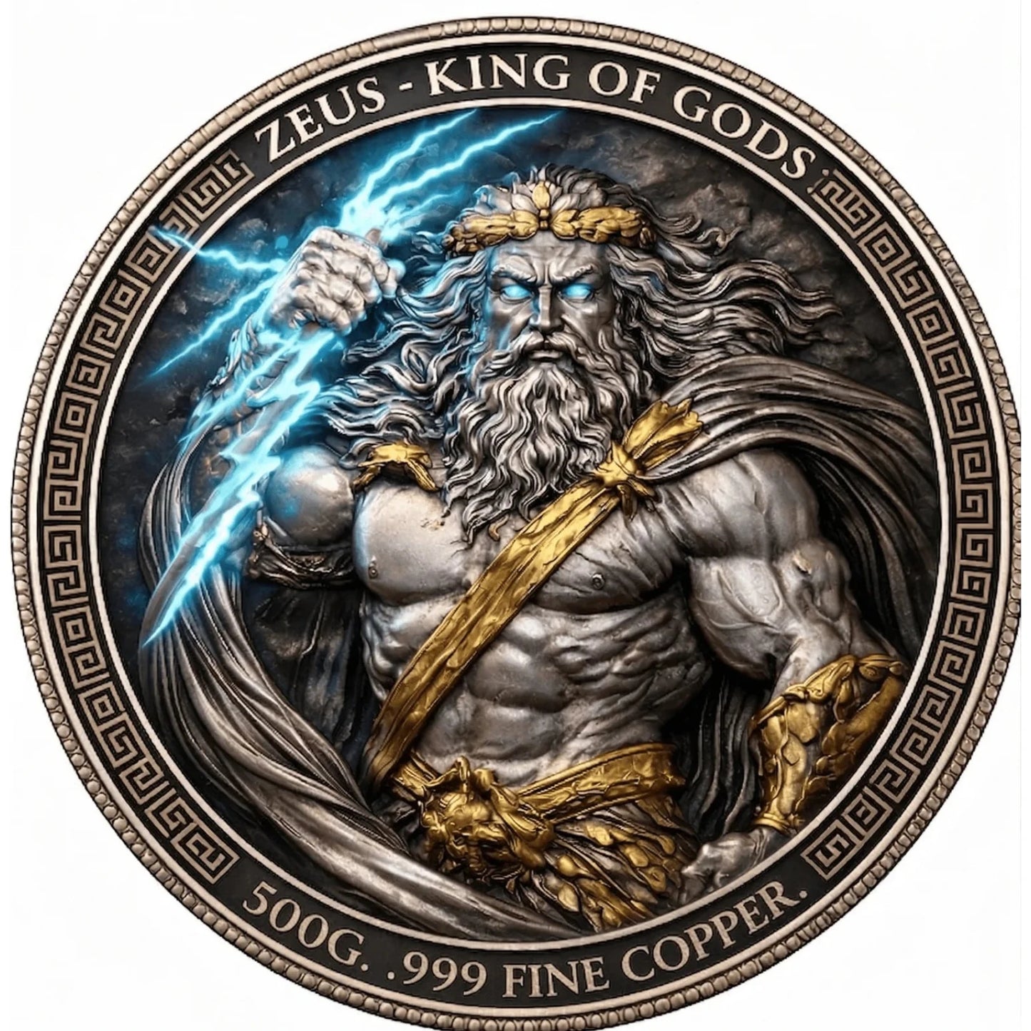 See the Back! 2026 Zeus King of Gods Colorized .999 5oz Copper