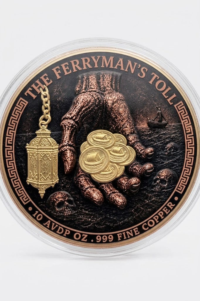 In Stock! Charon Ferryman’s Toll 10 AVDP oz .999 Fine Copper Medal with Selective Gold Gilded Limited Edition