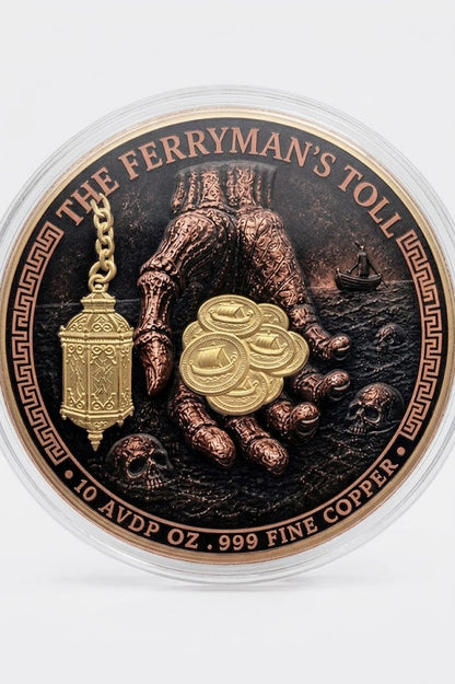 In Stock! Charon Ferryman’s Toll 10 AVDP oz .999 Fine Copper Medal with Selective Gold Gilded Limited Edition