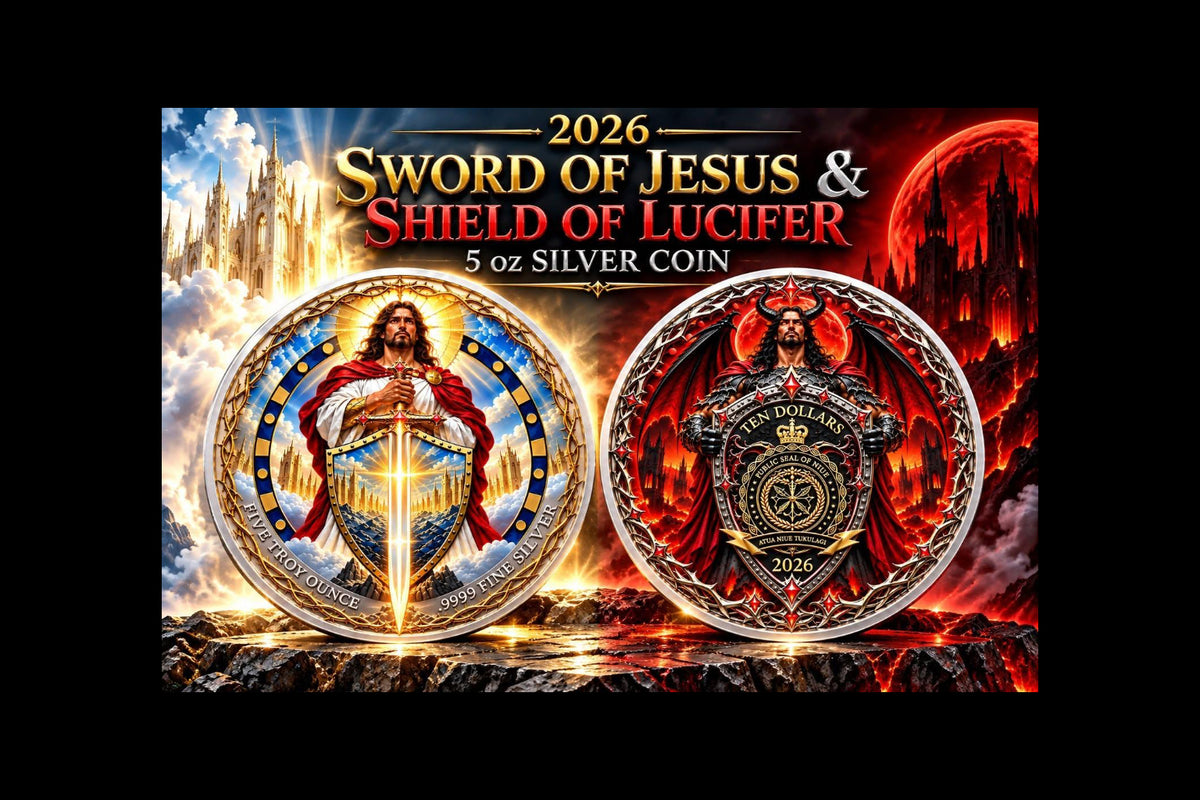 2026 Niue Sword of Jesus & Shield of Lucifer 5 oz Silver Coin (99 Mintage)