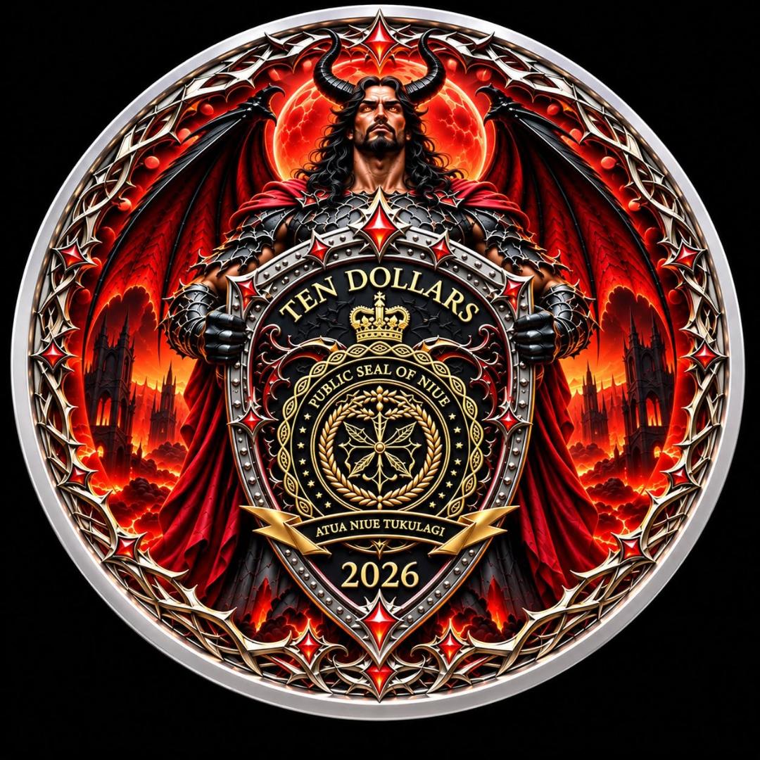 2026 Niue Sword of Jesus & Shield of Lucifer 5 oz Silver Coin (99 Mintage)