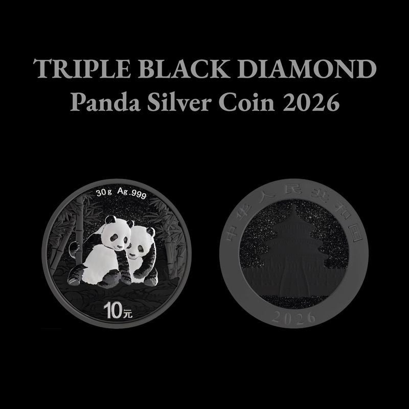 In Stock! 2026 China Panda Triple Black Diamond Edition 30g Silver Coin (04/06)