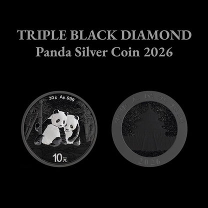 In Stock! 2026 China Panda Triple Black Diamond Edition 30g Silver Coin (04/06)
