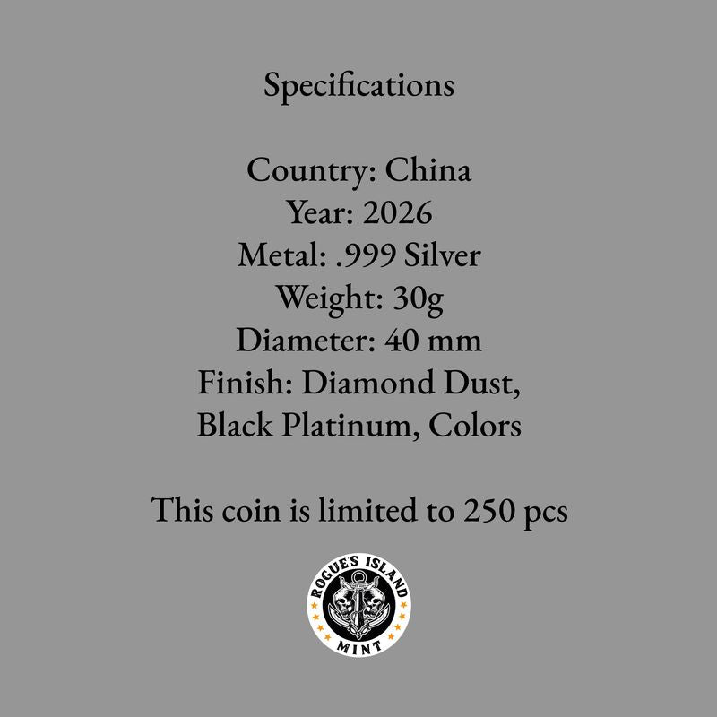 In Stock! 2026 China Panda Triple Black Diamond Edition 30g Silver Coin (04/06)