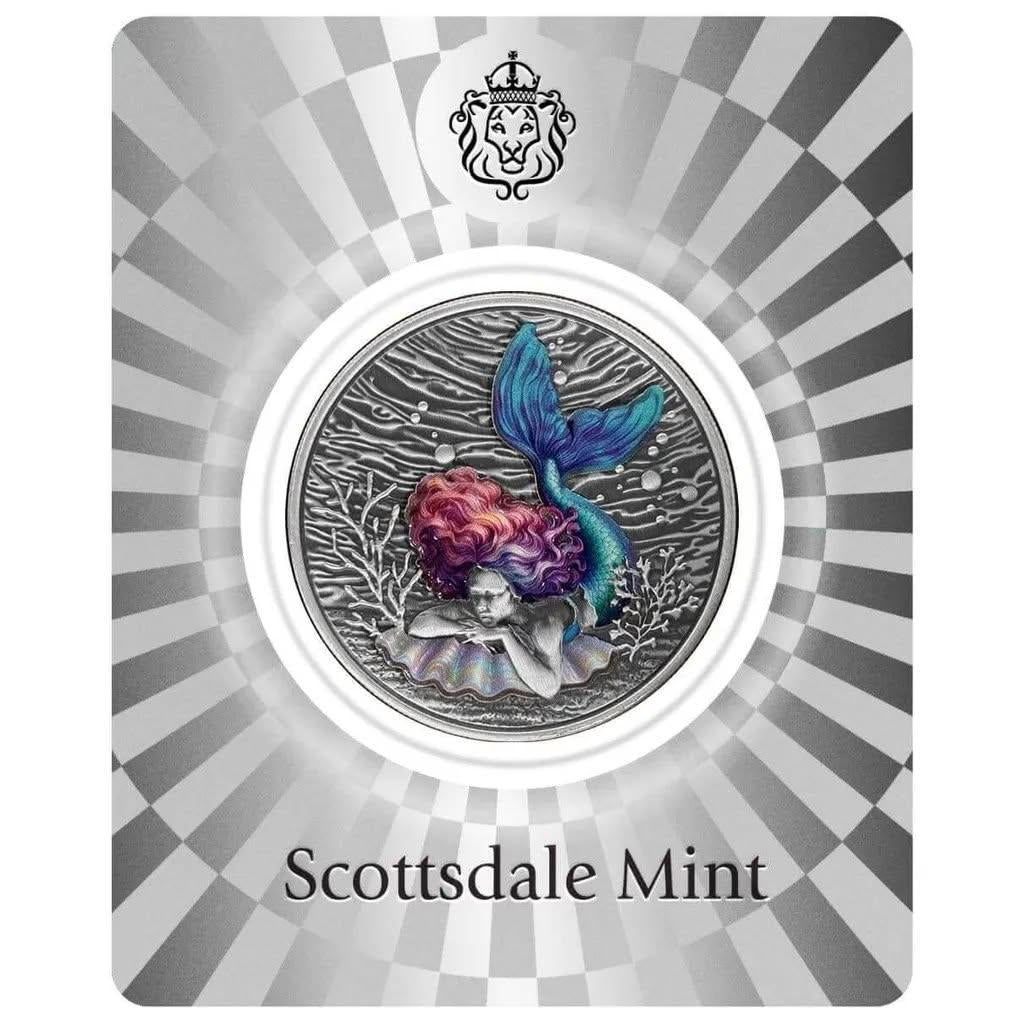 In Stock! 2026 Samoa Mermaid ANTIQUED COLOR 1 oz Silver Coin