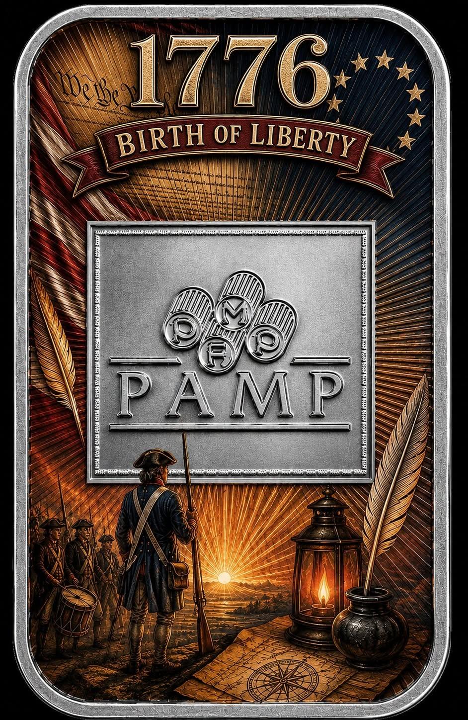 In Stock! Complete Set! PAMP USA 1776, 1876, 1976, and 2026! CENTENNIAL 1 oz Silver Bar (250 Mintage)