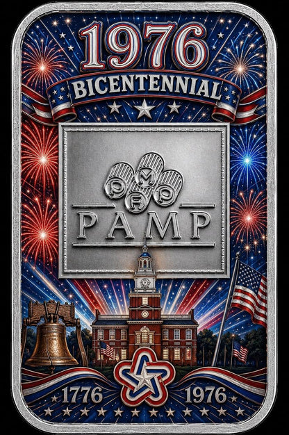 In Stock! Complete Set! PAMP USA 1776, 1876, 1976, and 2026! CENTENNIAL 1 oz Silver Bar (250 Mintage)