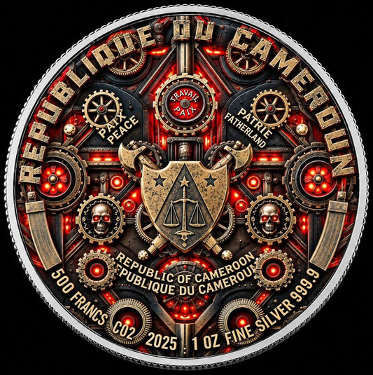2025 Cameroon The Sinister Sultan of Dieselpunk 1 oz Silver Coin (149 Mintage)