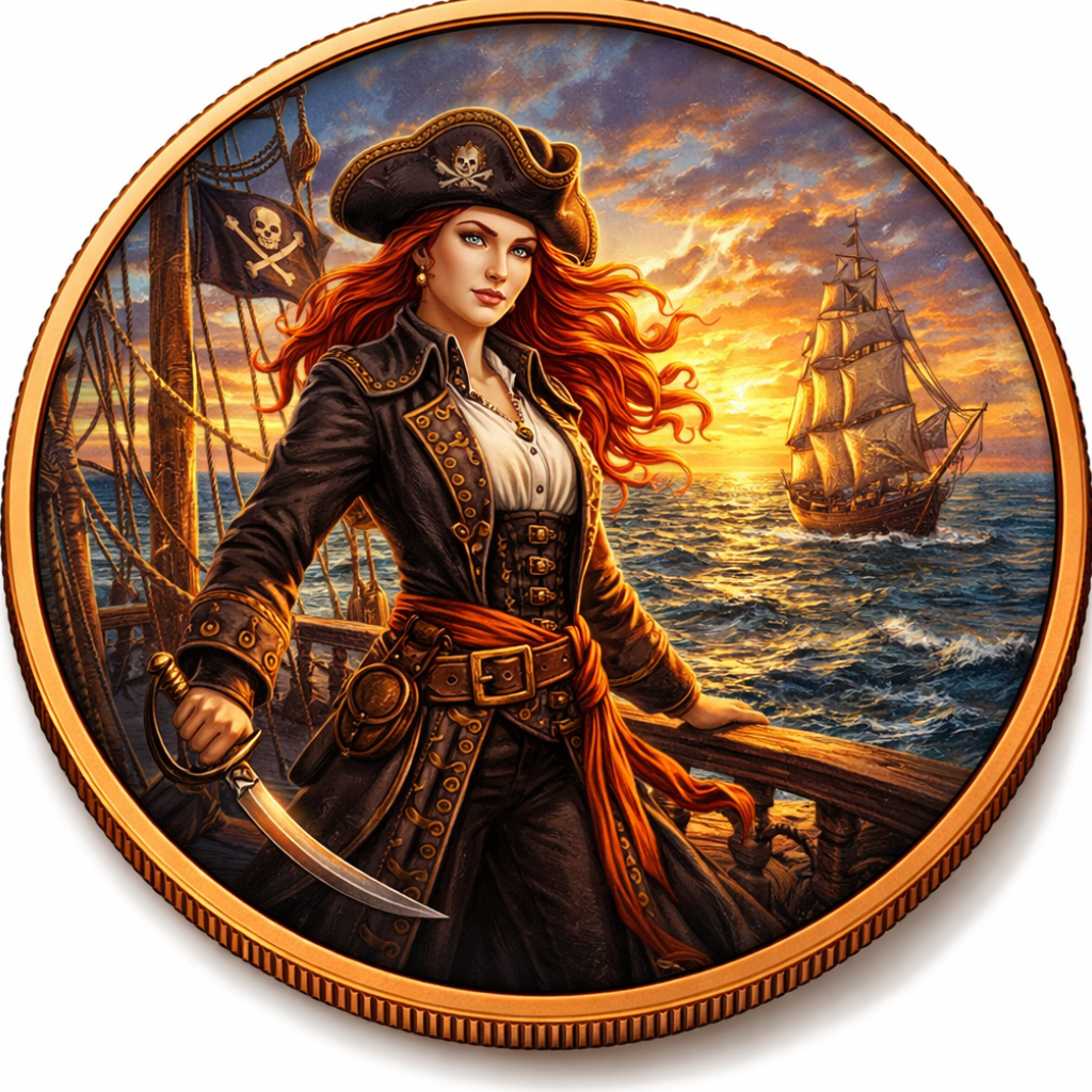 Deal of the week! Captain Scarlet Pirate Colorized 5 oz Copper Round