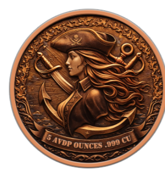 Captain Scarlet Pirate Colorized 5 oz Copper Round