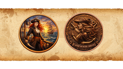 Deal of the week! Captain Scarlet Pirate Colorized 5 oz Copper Round